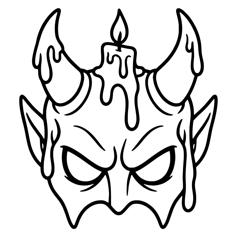 Horned Demon Face With Candle and Dripping Wax — free fantasy-creature SVG cut file