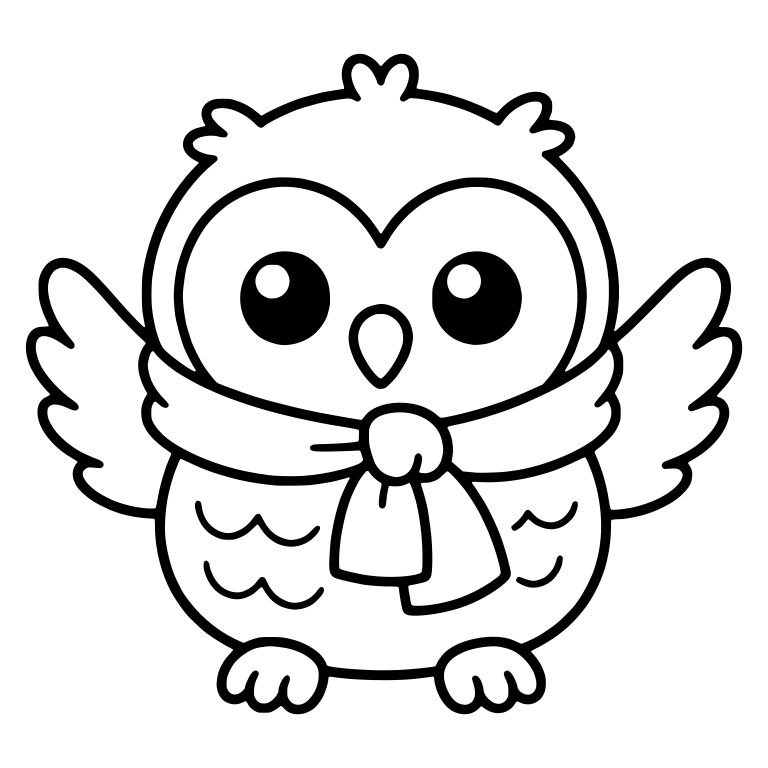 Owl in Knotted Scarf with Wings Spread Open — free animal SVG cut file