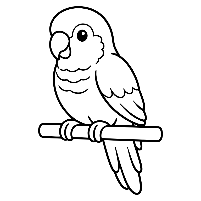 Parrot Perched On A Horizontal Bar Facing Left — free animal SVG cut file