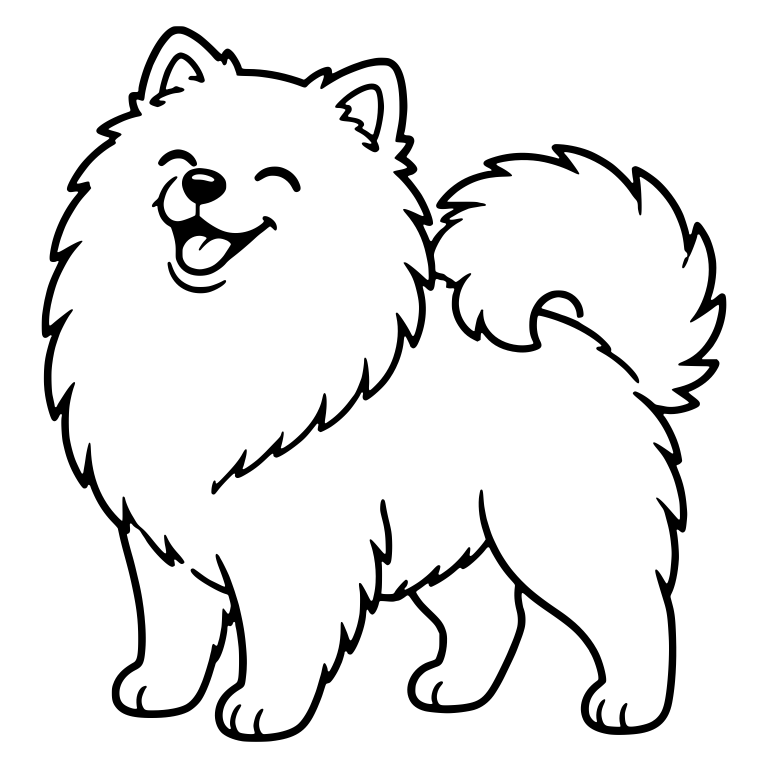 Pomeranian Standing With Eyes Closed and Open Smile — free animal SVG cut file