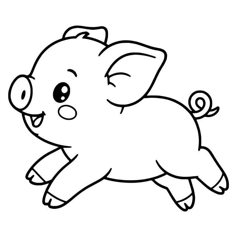 Running Piglet With Blush Cheek And Big Ear — free animal SVG cut file