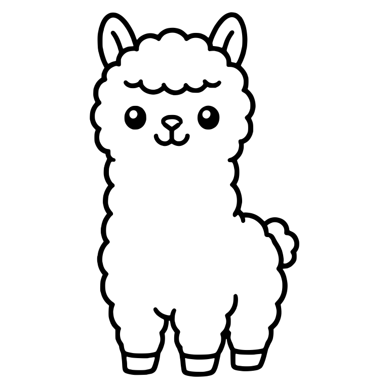Standing Fluffy Llama Cria With Pom-Pom Tail — free animal SVG cut file