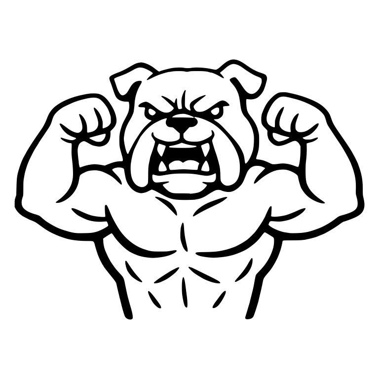 Snarling Muscular Bulldog Flexing Double Biceps — free animal SVG cut file
