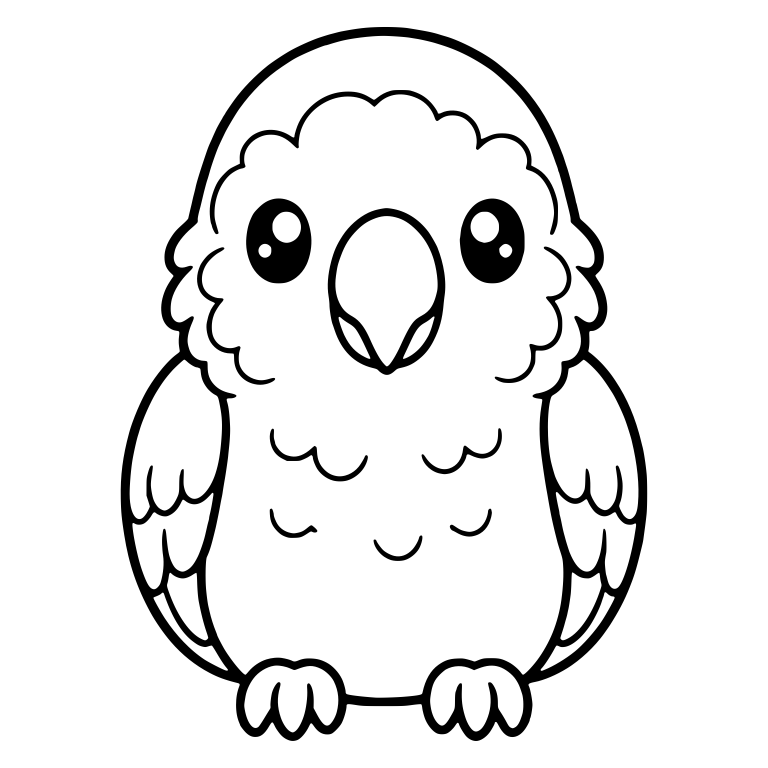 Round Bodied Parrot With Fluffy Head And Tiny Chest Marks — free animal SVG cut file