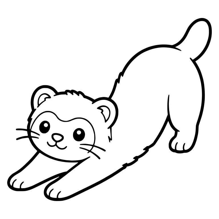 Kawaii Ferret Stretching With Smooth Tail Raised High — free animal SVG cut file