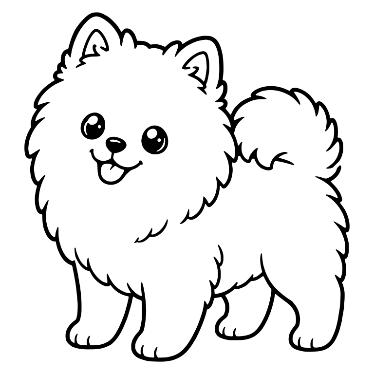 Standing Pomeranian With Tail Curled Over Back — free animal SVG cut file
