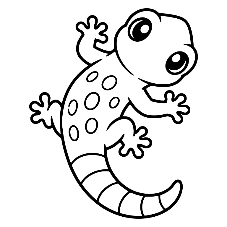 Spotted Gecko with Banded Tail Climbing and Looking Right — free animal SVG cut file