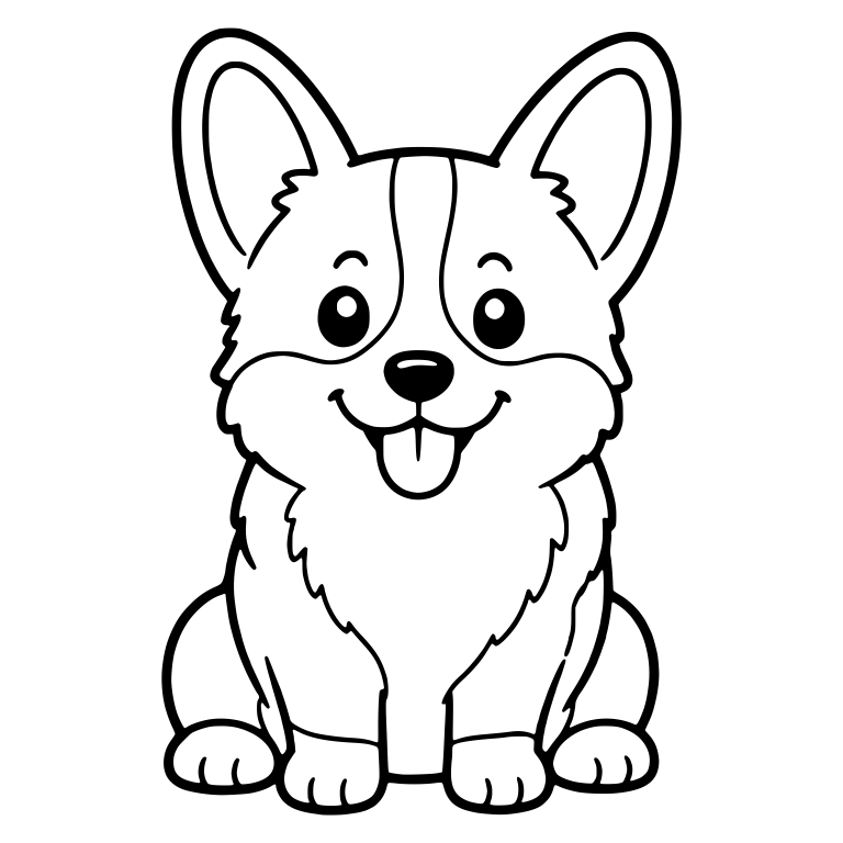 Sitting Corgi With Raised Eyebrows and Tongue Out — free animal SVG cut file
