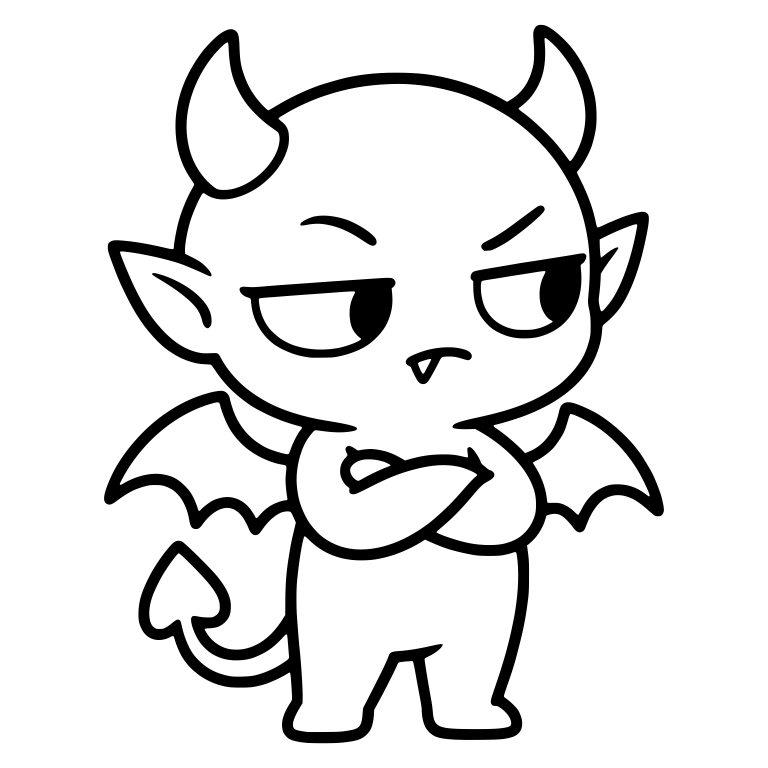 Side-Eyeing Winged Demon Standing With Arms Crossed — free fantasy-creature SVG cut file