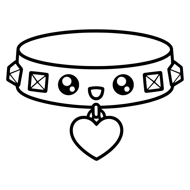 Studded Collar with Smiling Face and Heart Charm — free objects SVG cut file