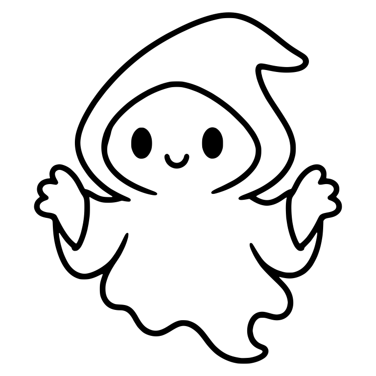 Smiling Hooded Ghost With Curled Hood Tip And Wavy Tail — free fantasy-creature SVG cut file