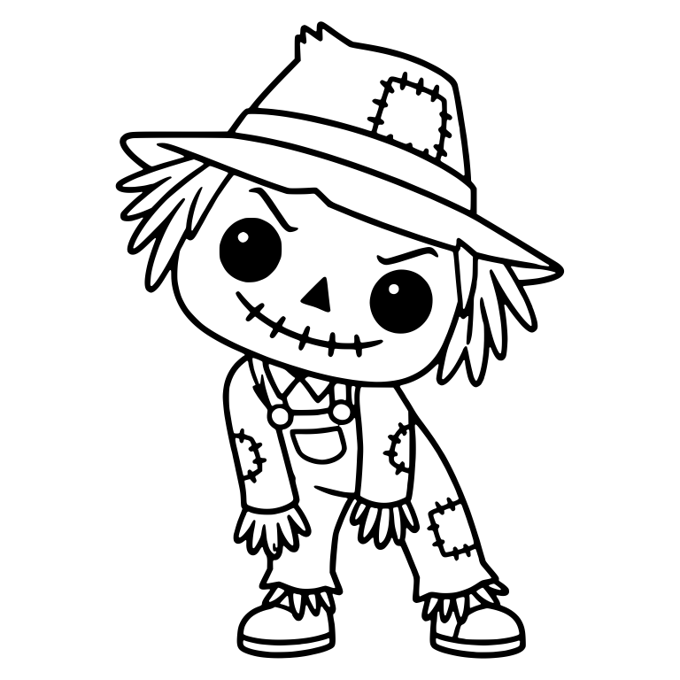 Scarecrow in Overalls With Patched Straw Hat — free characters SVG cut file