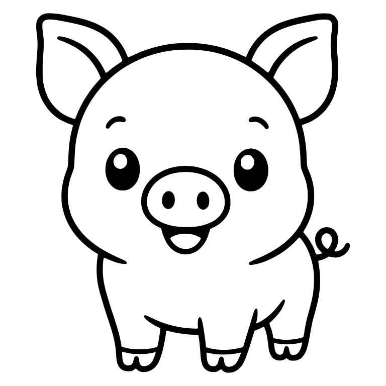 Standing Piglet With Big Pointed Ears and Open Smile — free animal SVG cut file