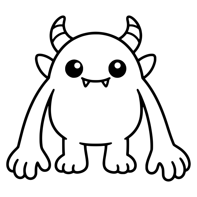Horned Long-Armed Monster with Pointy Ears — free fantasy-creature SVG cut file
