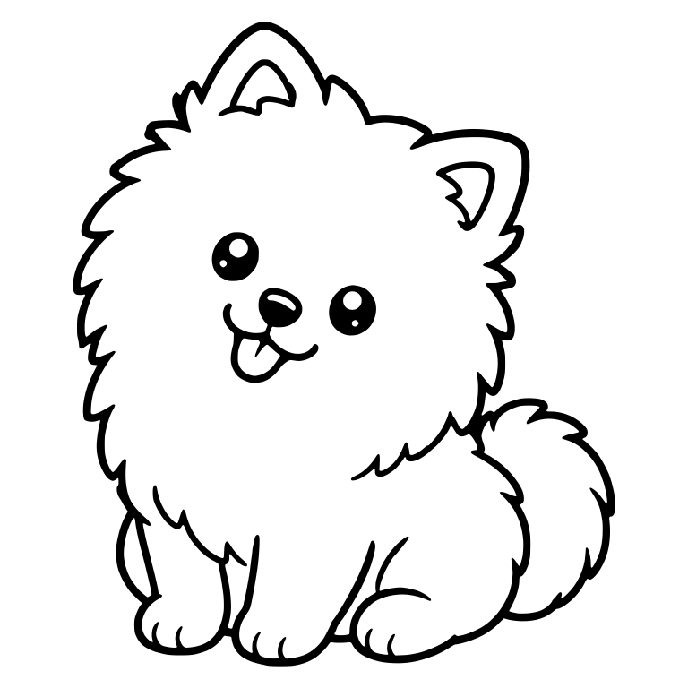 Pomeranian Sitting Head Turned Left with Curled Tail — free animal SVG cut file