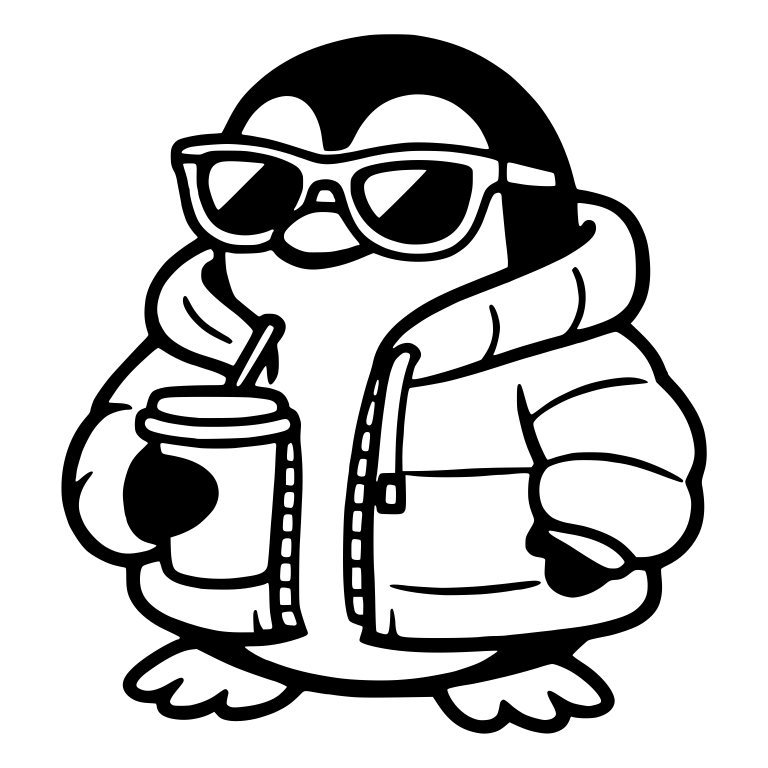 Penguin in Puffer Jacket With Sunglasses and Iced Drink — free animal SVG cut file