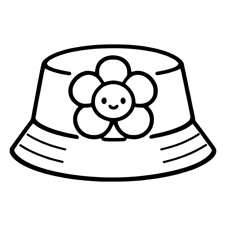 Bucket Hat With Smiling Flower Patch — free objects SVG