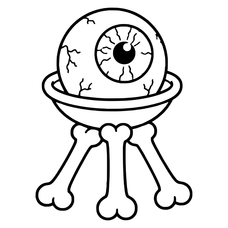 Veiny Eyeball in Bowl on Three Bone Legs — free objects SVG cut file