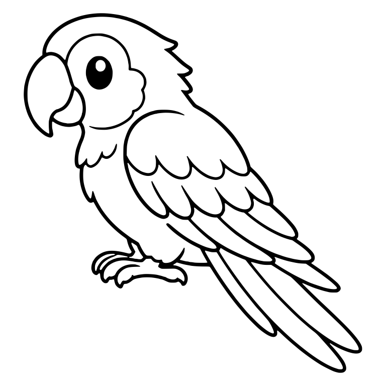 Standing Macaw in Profile with Long Sweeping Tail — free animal SVG cut file