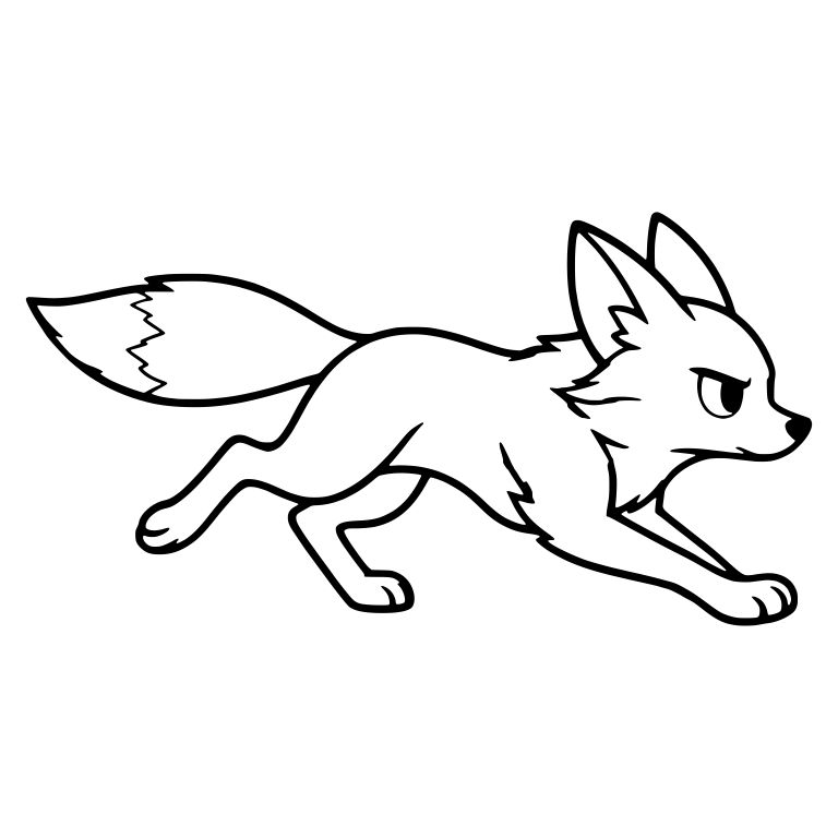 Fox in Long Low Run with Stretched Legs and Level Tail — free animal SVG cut file
