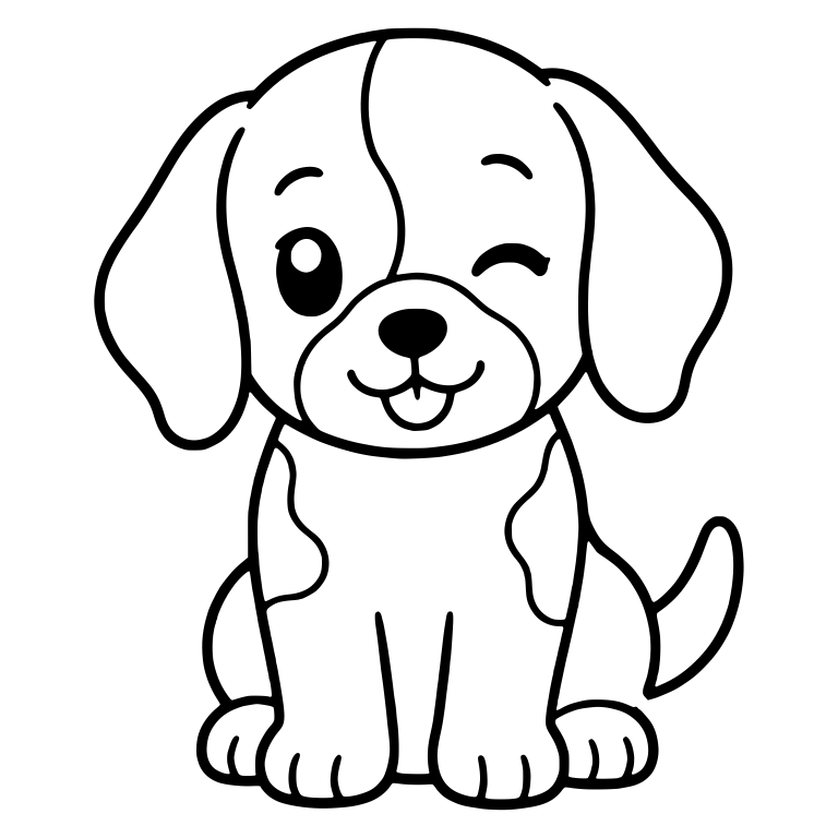 Sitting Beagle Puppy Winking With Chest Spots Front View — free animal SVG cut file
