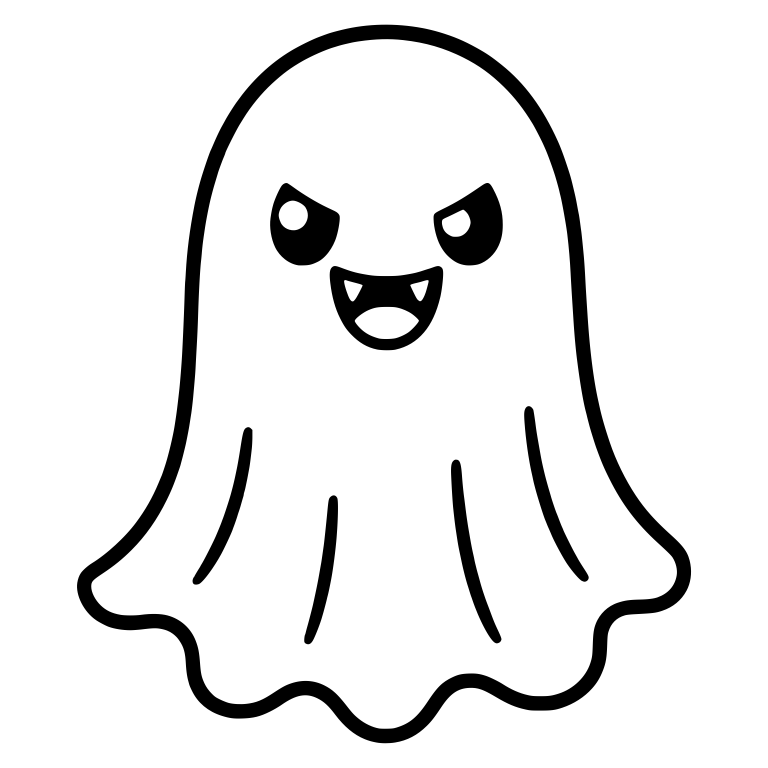 Fanged Ghost With Angry Eyes and Fold Lines — free fantasy-creature SVG cut file