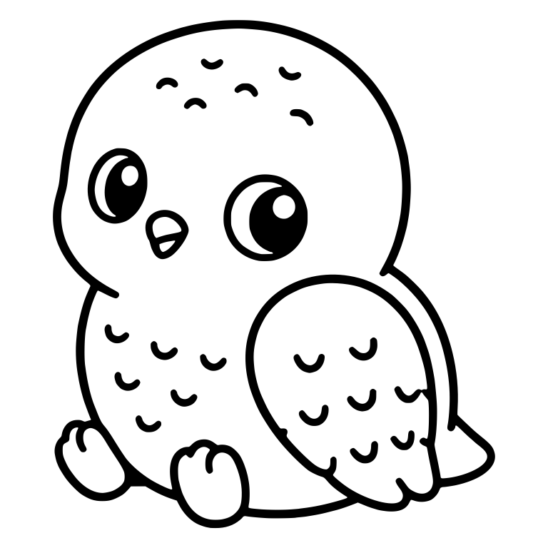 Sitting Snowy Owl With Tilted Head and Folded Wing — free animal SVG cut file
