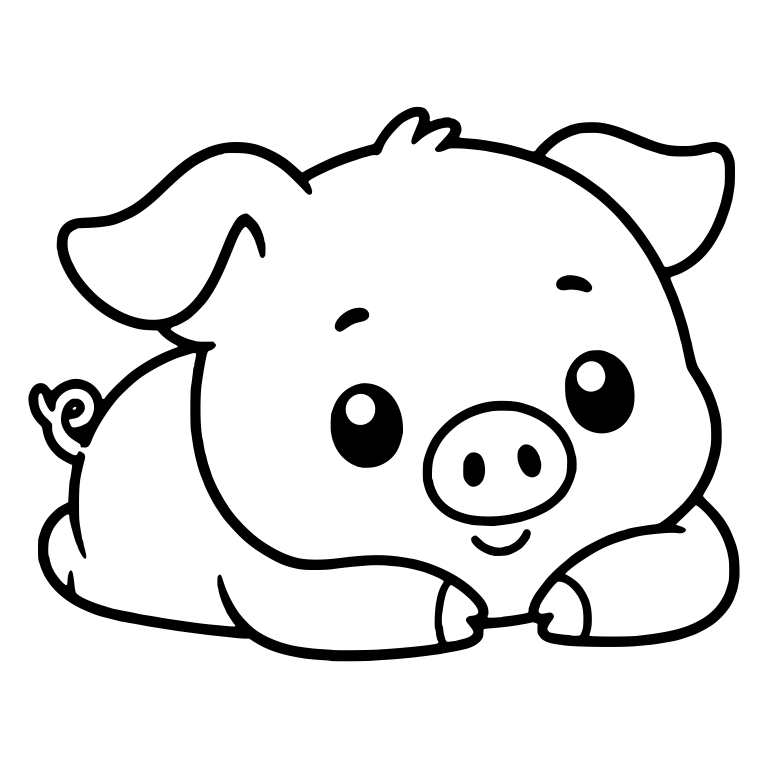 Piglet Resting On Its Belly With Small Smile — free animal SVG cut file
