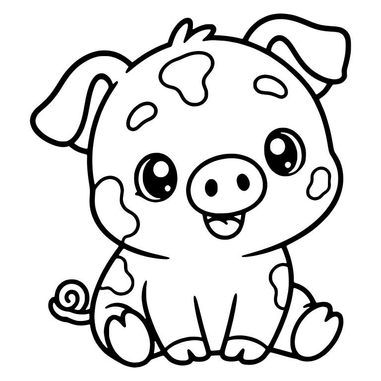 Sitting Spotted Piglet with Floppy Ears — free animal SVG cut file