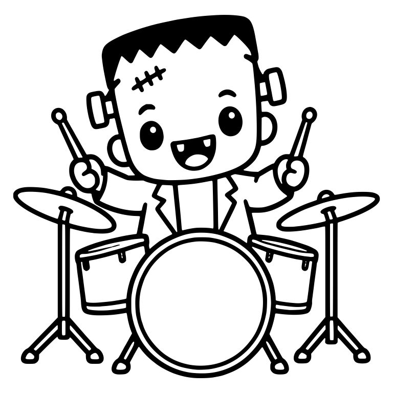 Frankenstein Monster Playing Full Drum Kit — free fantasy-creature SVG cut file