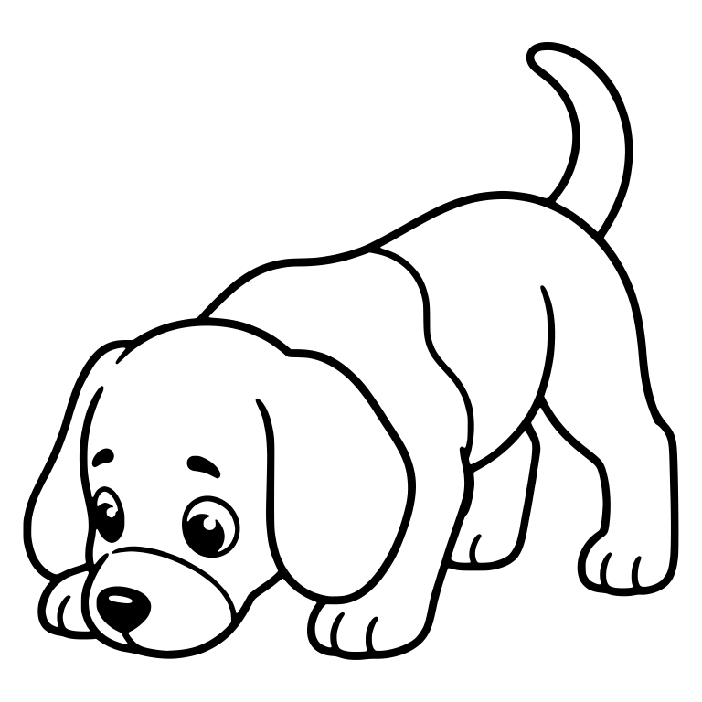 Beagle Puppy Sniffing the Ground with Tail Up — free animal SVG cut file
