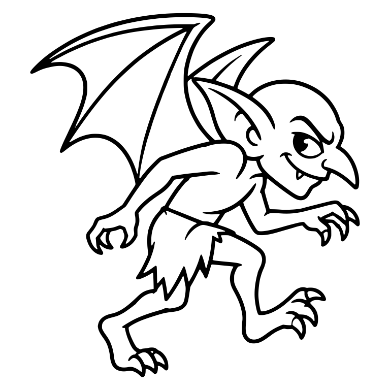 Sneaking Bat Winged Goblin in a Ragged Loincloth — free fantasy-creature SVG cut file