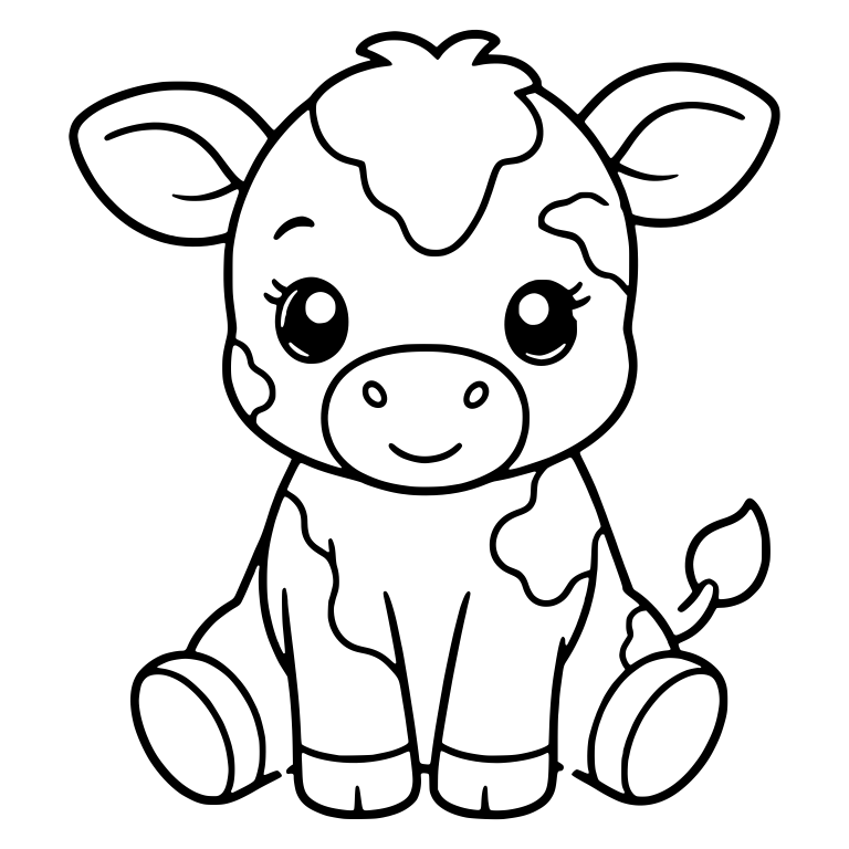 Spotted Calf Sitting With Long Lashes And Tail Tuft — free animal SVG cut file