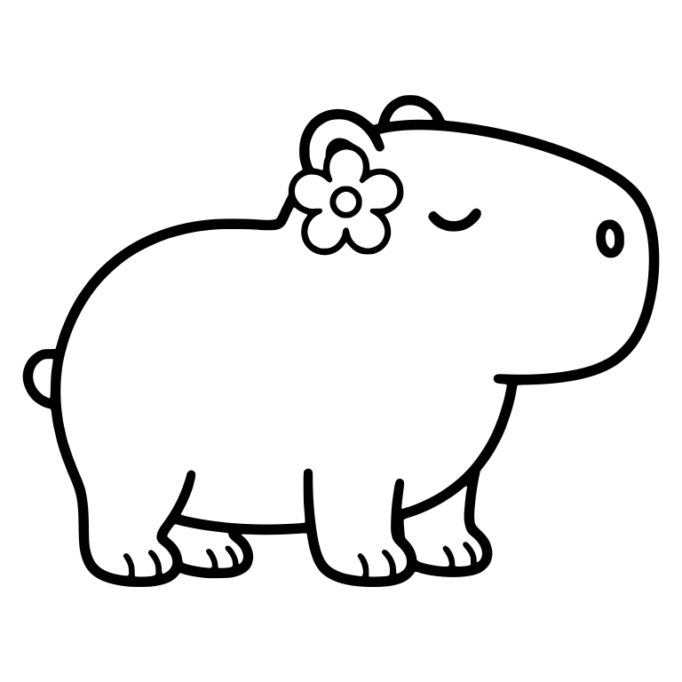 Capybara with a Flower on Its Ear and Closed Eyes — free animal SVG cut file