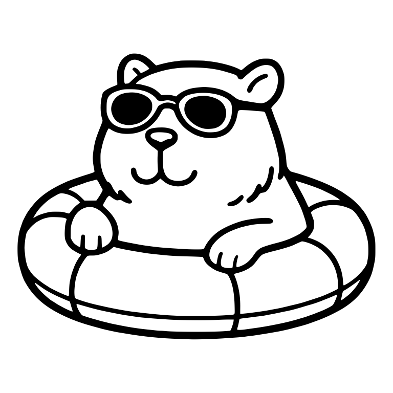 Capybara in Swim Ring with Round Sunglasses — free animal SVG cut file