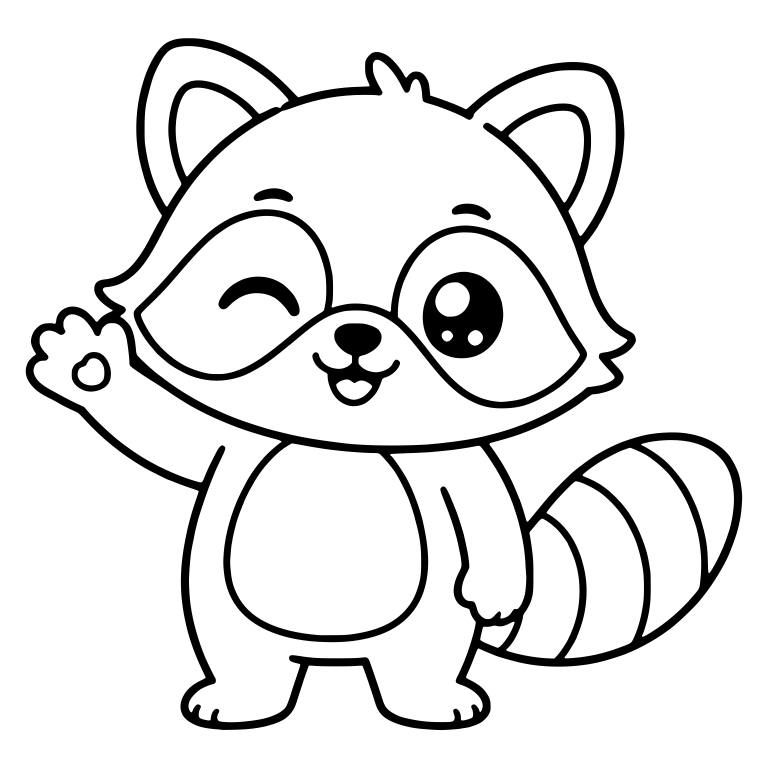 Winking Raccoon Waving Hello — free animal SVG cut file