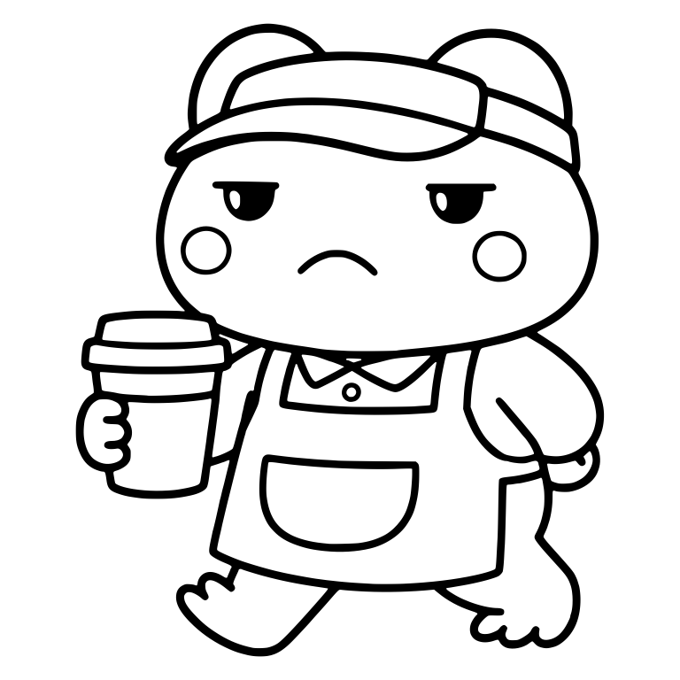 Grumpy Barista Frog Carrying Takeaway Coffee Cup — free animal SVG cut file
