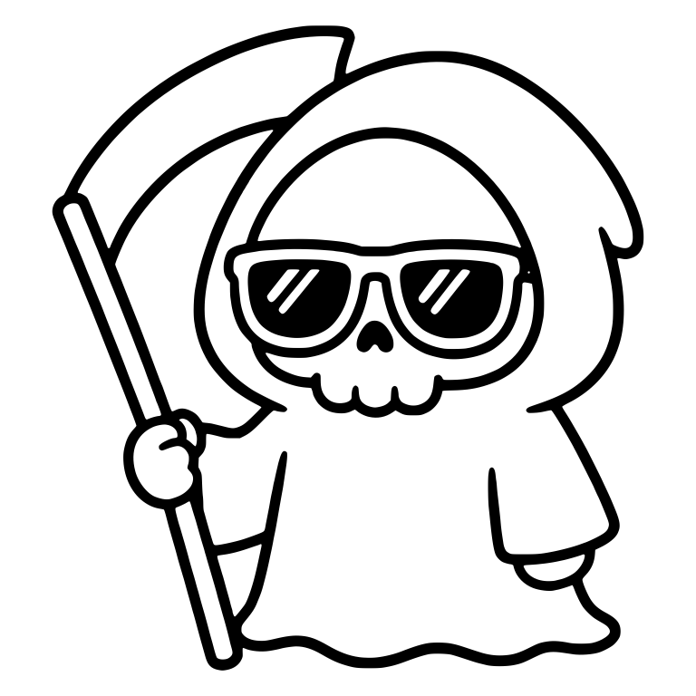 Cool Grim Reaper In Dark Sunglasses Holding Scythe — free characters SVG cut file
