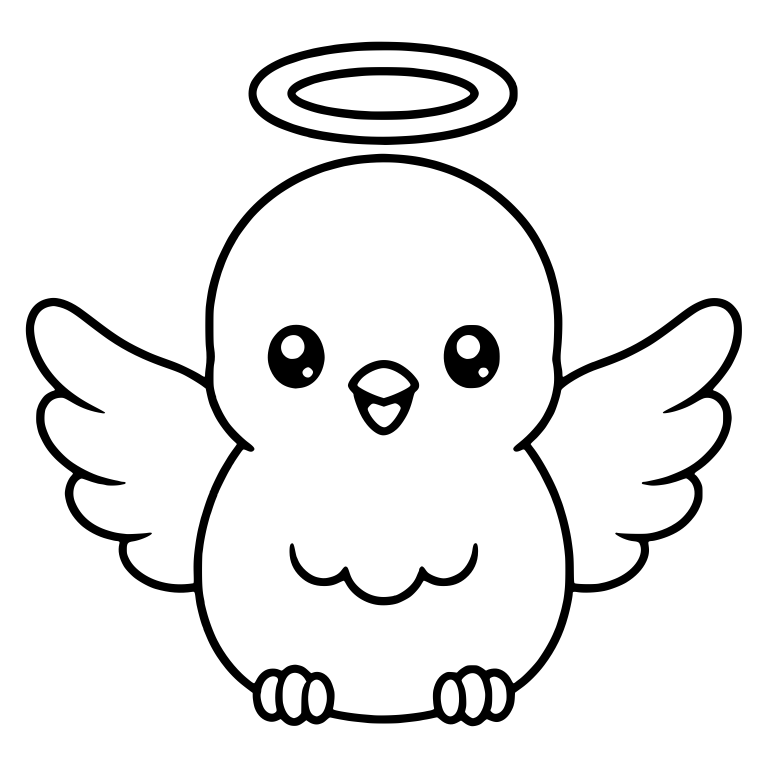 Round Angel Dove with Halo and Belly Scallops — free animal SVG cut file