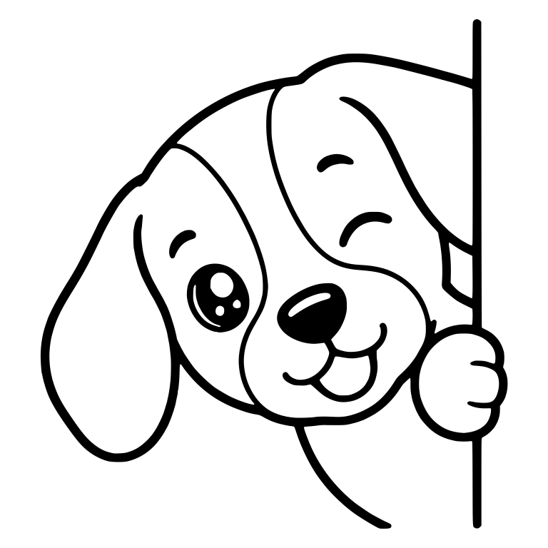Winking Beagle Puppy Peeking Around Right Corner — free animal SVG cut file