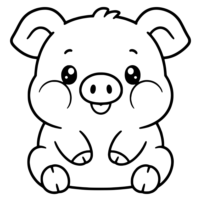 Sitting Piglet With Chubby Cheeks and Hair Tuft — free animal SVG cut file