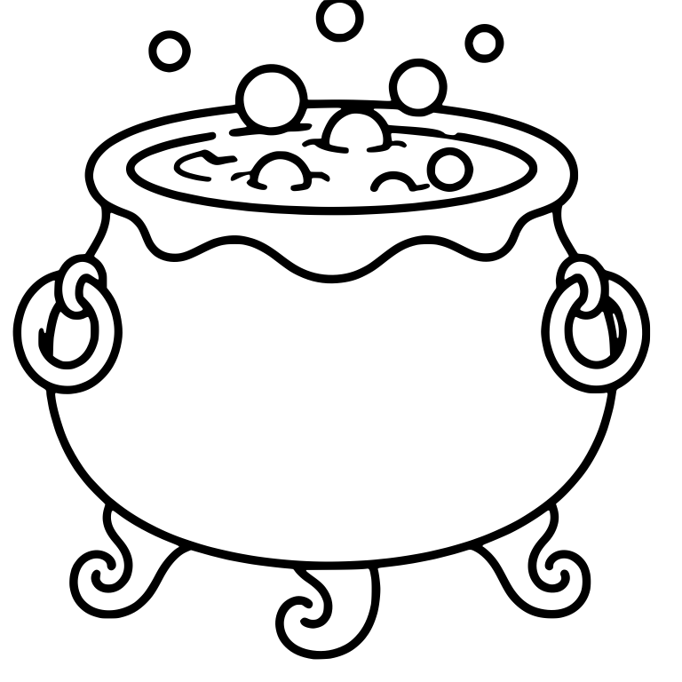 Cauldron with Curly Legs and Wavy Slime Rim — free objects SVG cut file