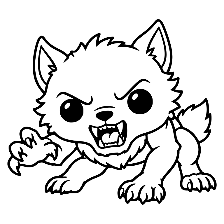 Werewolf Pouncing On All Fours With One Claw Raised — free fantasy-creature SVG cut file