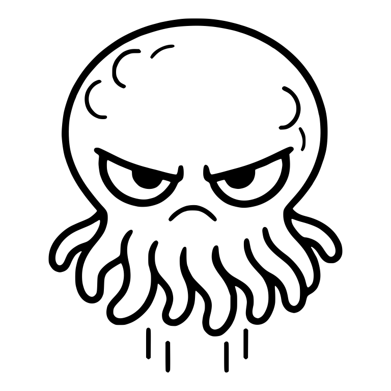 Floating Grumpy Tentacled Alien With Frowning Eyes — free fantasy-creature SVG cut file