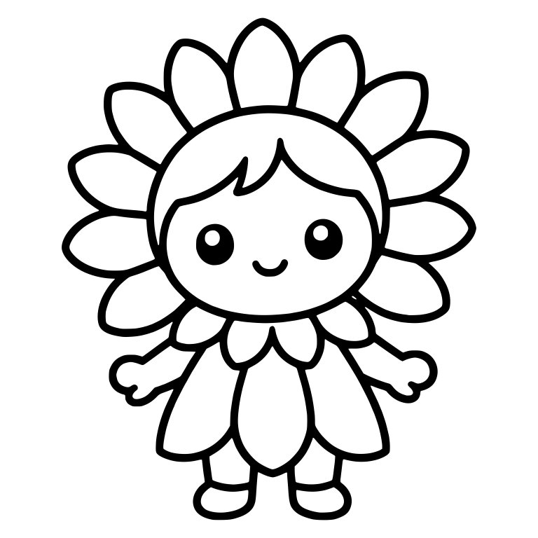 Child In Flower Petal Costume With Arms Out — free characters SVG cut file