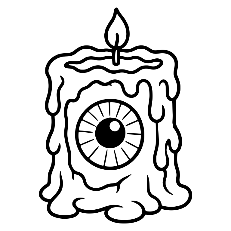 Tall Pillar Candle With Eyeball and Dripping Wax — free objects SVG cut file