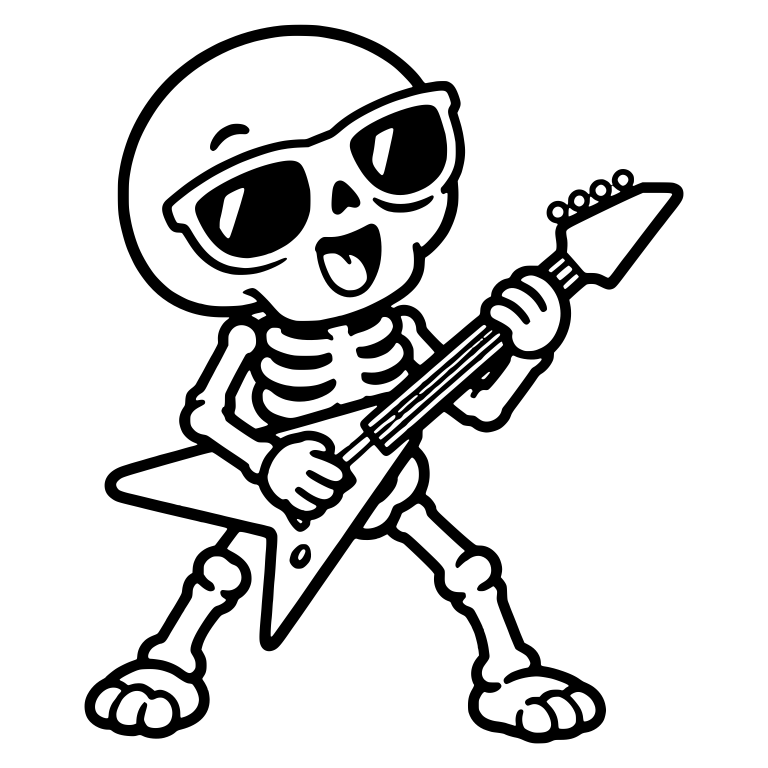 Skeleton in Sunglasses Playing Flying V Guitar — free skeleton SVG cut file