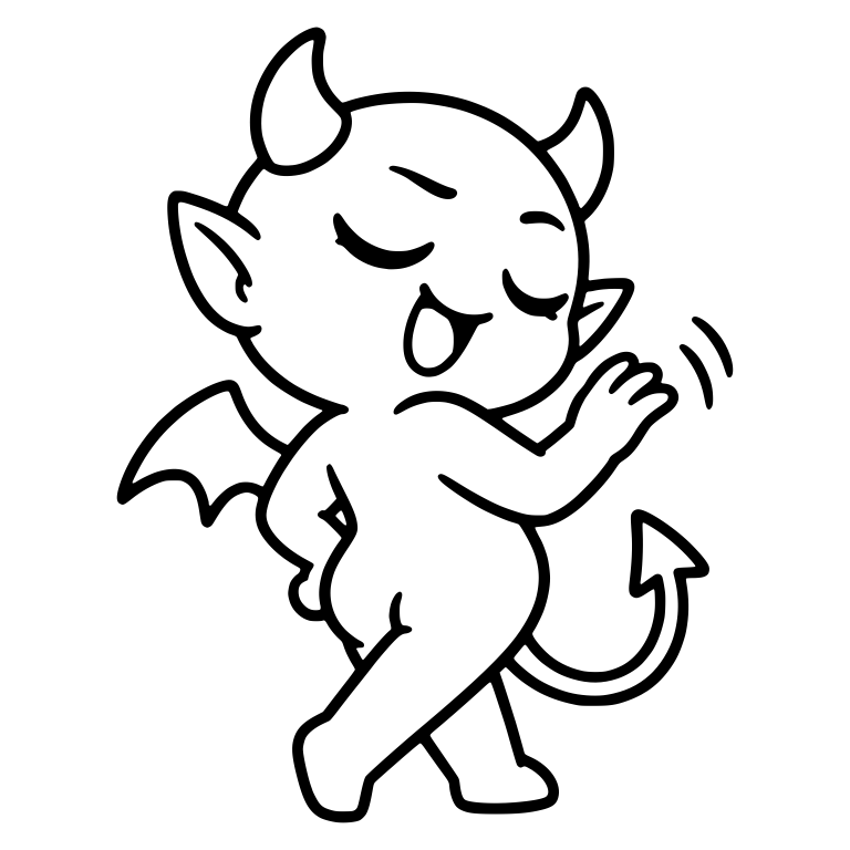 Devil Strutting Away With Dismissive Backhand Wave — free fantasy-creature SVG cut file