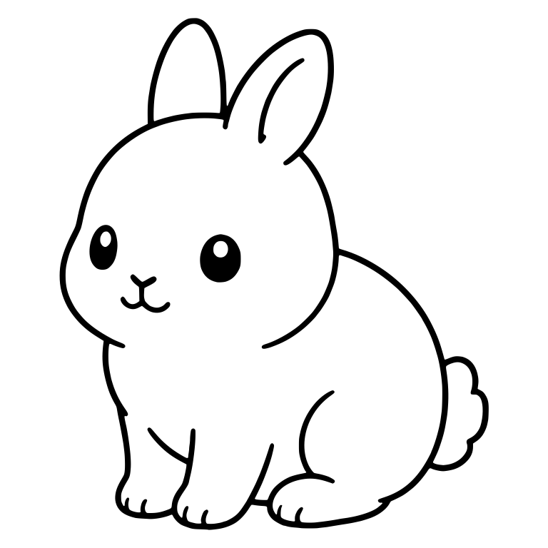 Kawaii Bunny Sitting Three-Quarter View Round Tail — free animal SVG cut file