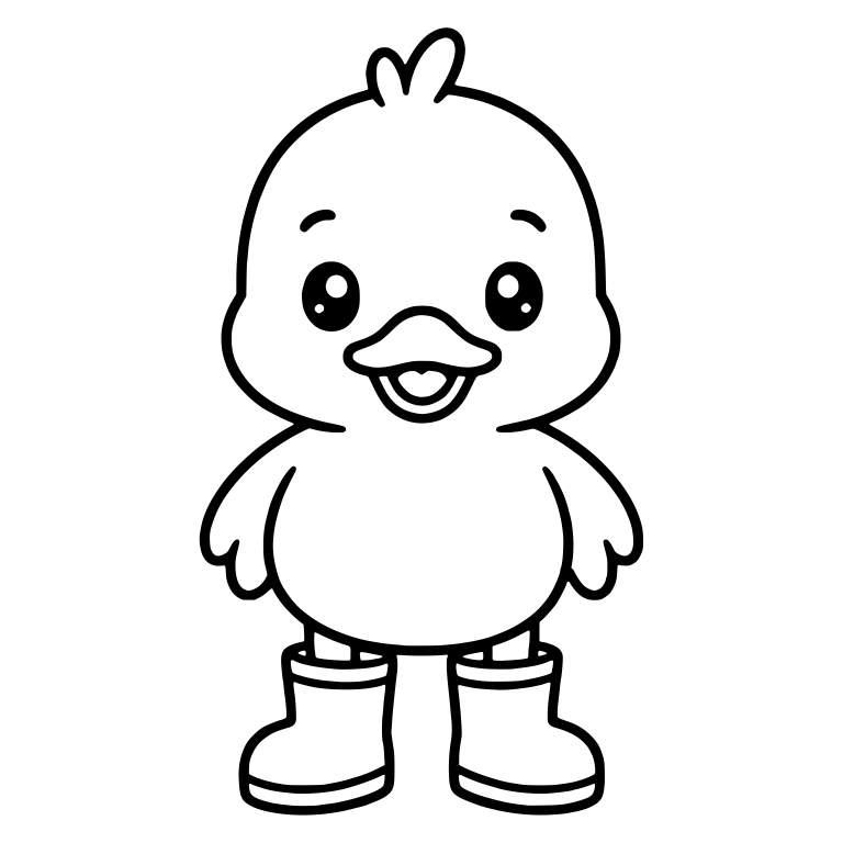 Standing Kawaii Duckling in Rubber Rain Boots — free animal SVG cut file